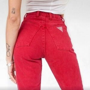 Guess by Georges Marciano Y2K 90's High Waisted Jeans Red Si…